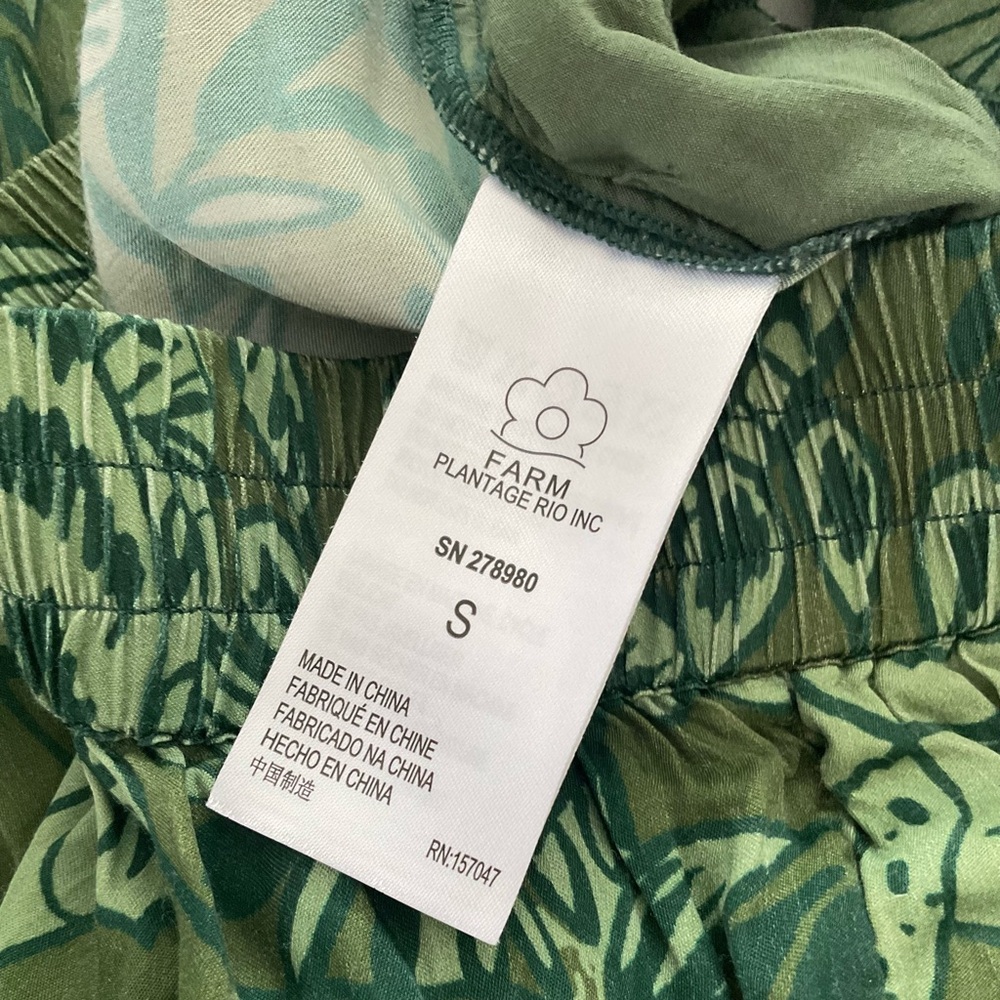 Farm Rio x Anthropologie Black and Green Print Wide-Leg Cut Pants Size Small - Picture 15 of 16